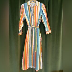Eleanor Leftwich Striped Shirt Dress XS